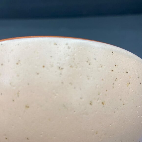 De Silva Bowl Glazed Terracotta Handles pitted Made In Italy orange Beige MCM - Picture 10 of 11